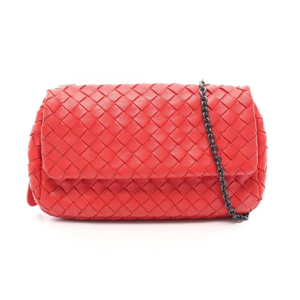 Bottega Veneta Intrecciato Shoulder Bag/Handbag, Leather, Women's, Red, 310774